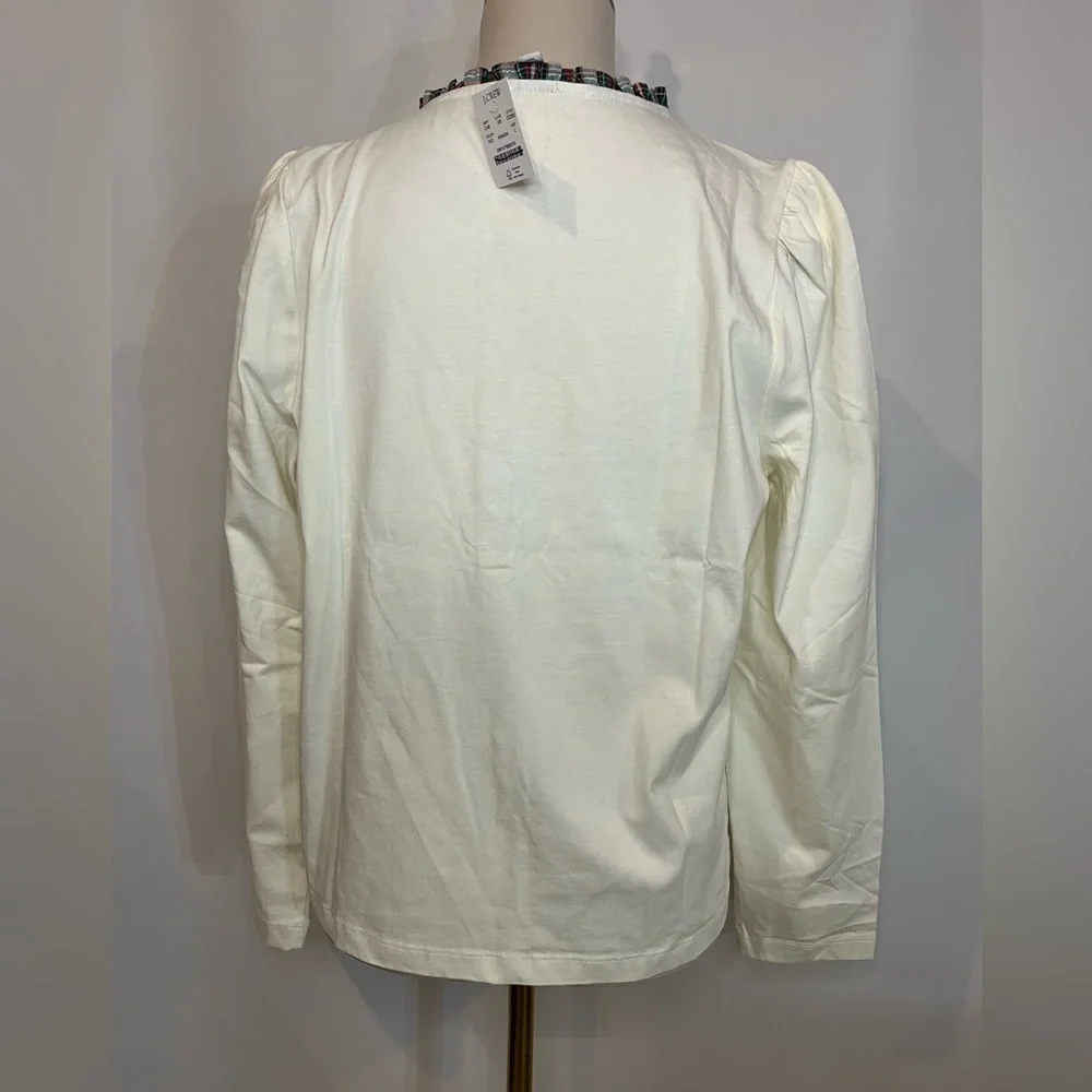 J.Crew Long-sleeve tartan and jewels henley in ivory - Picture 5 of 7